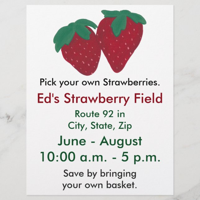 Strawberries Strawberry Farm Flyers (Front)