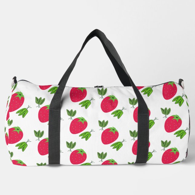 strawberries strawberry fruit pattern fruit red st duffle bag (Front)