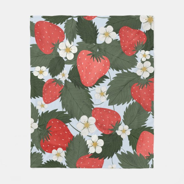 Strawberries: summer fruit pattern design. fleece blanket (Front)