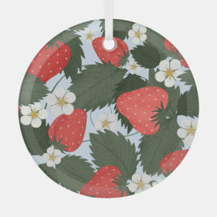 Strawberries: summer fruit pattern design. glass tree decoration