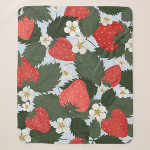 Strawberries: summer fruit pattern design. sherpa blanket