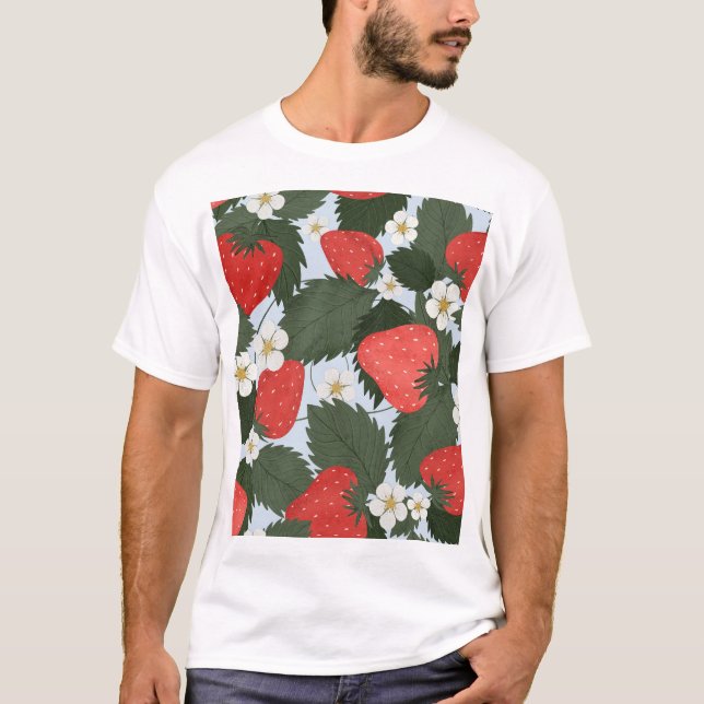 Strawberries: summer fruit pattern design. T-Shirt (Front)