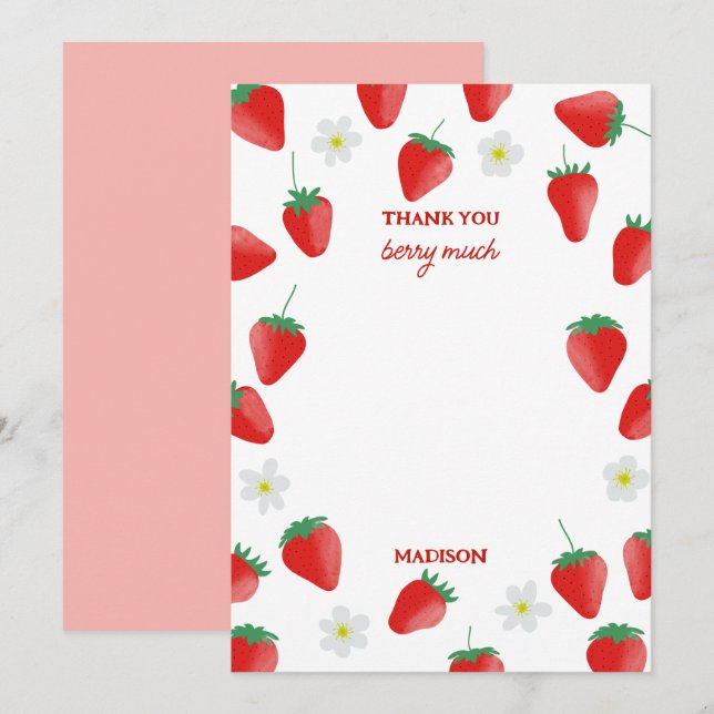 Strawberries Thank You Berry Much Strawberry Theme (Front/Back)