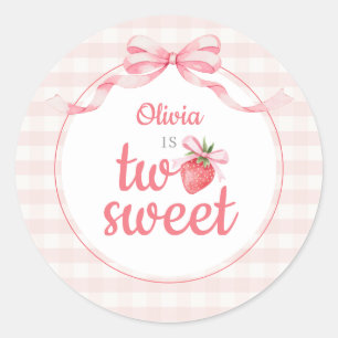 Strawberries Two Sweet 2nd Birthday  Classic Round Sticker