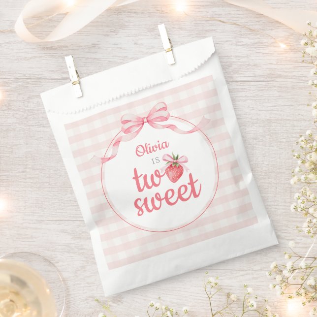 Strawberries Two Sweet 2nd Birthday  Favour Bags (Clipped)