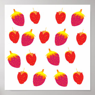 Strawberries Vector Drawing Poster