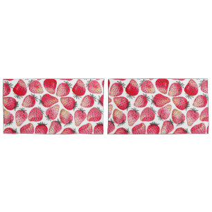 Strawberries watercolor and ink pillowcase
