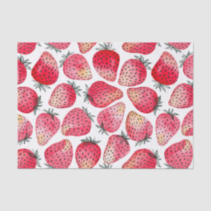 Strawberries watercolor and ink tissue paper