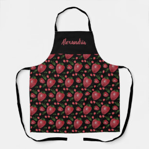 Strawberries Watercolor Hand-painted Apron