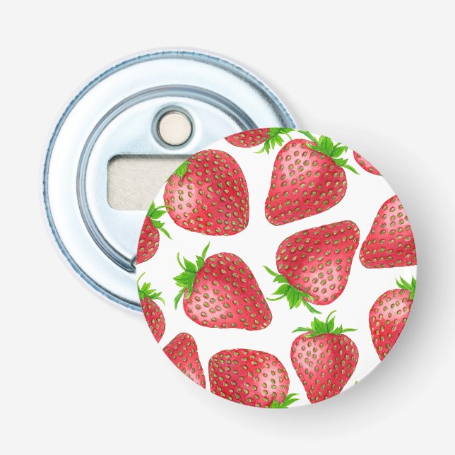 Strawberries watercolor pattern bottle opener (Front)