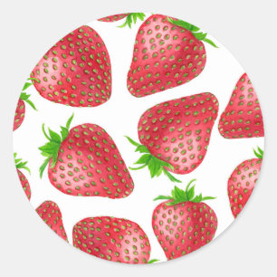 Strawberries watercolor pattern classic round sticker