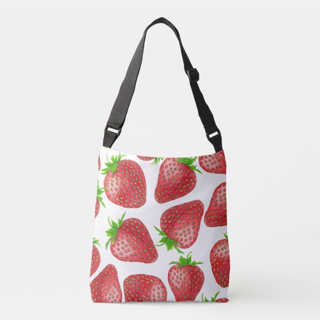 Strawberries watercolor pattern crossbody bag (Front)