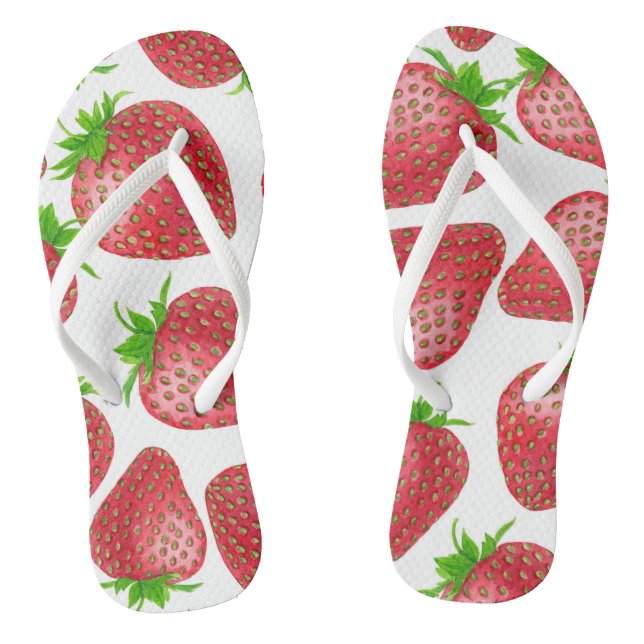 Strawberries watercolor pattern flip flops (Footbed)