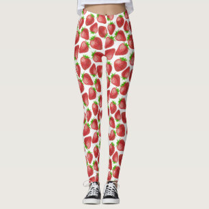 Strawberries watercolor pattern leggings