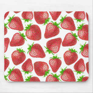 Strawberries watercolor pattern mouse mat