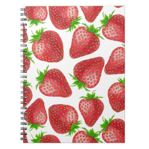 Strawberries watercolor pattern notebook