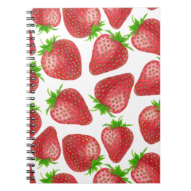 Strawberries watercolor pattern notebook (Front)