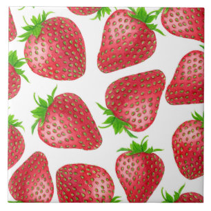Strawberries watercolor pattern tile