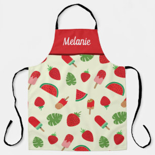 Strawberries, watermelon and popsicle custom name  apron