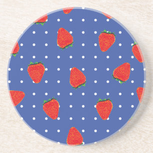 strawberries with dots coaster