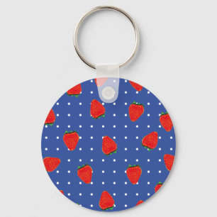 strawberries with dots key ring