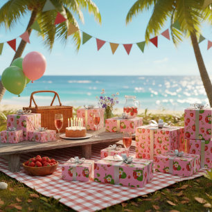 Strawberries wrapping paper