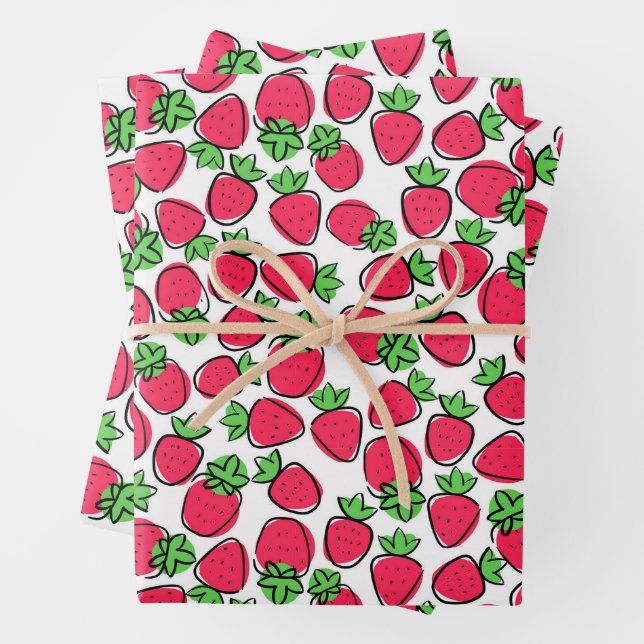 Strawberries Wrapping Paper Sheet (In situ)