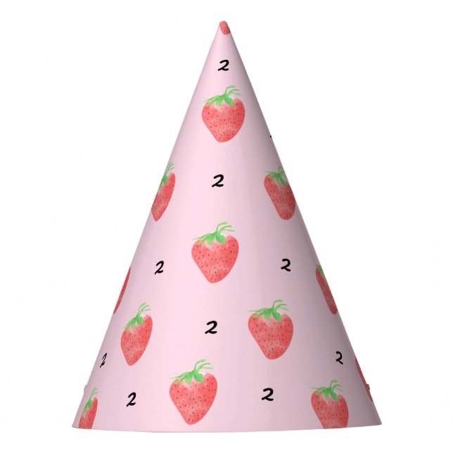 Strawberry 1st 2nd 3rd 4th 5th 6th Birthday Girl Party Hat (Front)