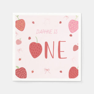 Strawberry 1st Berry First Birthday Napkins
