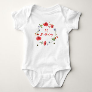 Strawberry 1st Birthday Baby Bodysuit