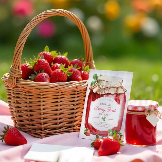 Strawberry 1st Birthday, Berry First, Berry Jam Invitation (Creator Uploaded)