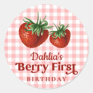 Strawberry 1st Birthday Berry First Birthday Classic Round Sticker