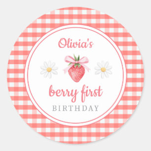 Strawberry 1st Birthday Berry First Birthday Classic Round Sticker