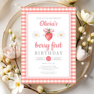 Strawberry 1st Birthday Berry First Birthday Invitation