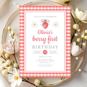 Strawberry 1st Birthday Berry First Birthday Invitation