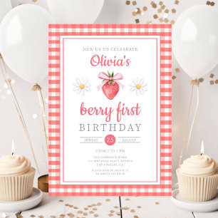 Strawberry 1st Birthday Berry First Birthday Invitation
