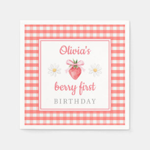 Strawberry 1st Birthday Berry First Birthday  Napkin
