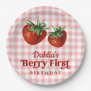 Strawberry 1st Birthday Berry First Birthday Paper Plate