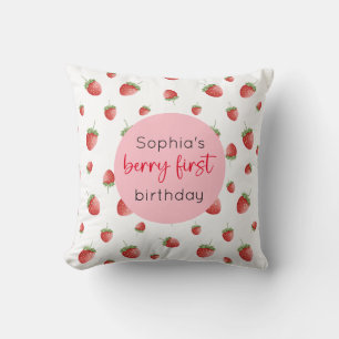 Strawberry 1st Birthday Berry First Cushion
