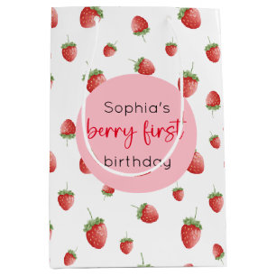 Strawberry 1st Birthday Berry First Medium Gift Bag