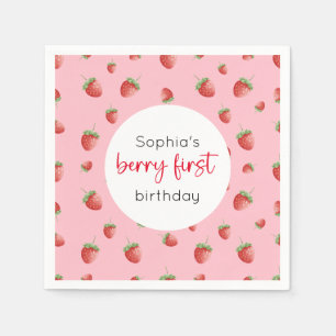Strawberry 1st Birthday Berry First Napkin
