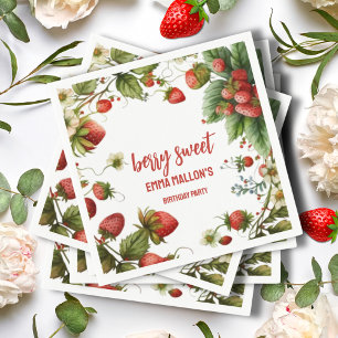 Strawberry 1st Birthday Berry First Napkin