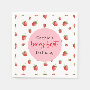 Strawberry 1st Birthday Berry First Napkin