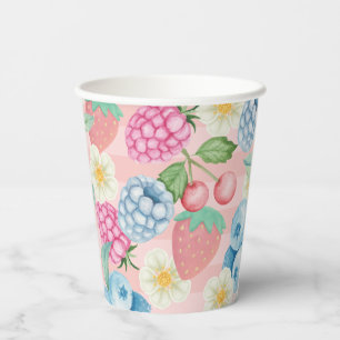 Strawberry 1st Birthday Berry Sweet Pink Paper Cups