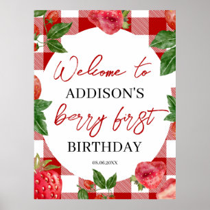 Strawberry 1st birthday Berry Sweet Poster