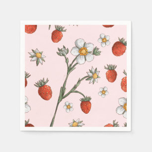 Strawberry 1st Birthday Floral Berry first Napkin