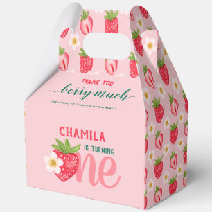 Strawberry 1st Birthday Girl Thank You Berry Much Favour Box