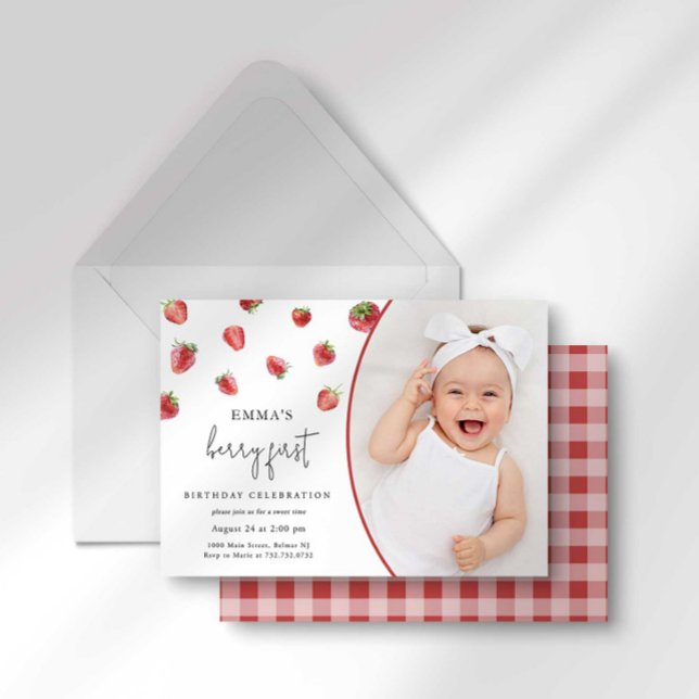 Strawberry 1st Birthday Invite First Berry Sweet (Creator Uploaded)