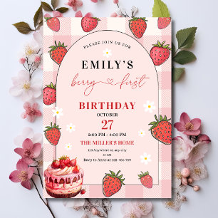 Strawberry 1st Birthday Party Berry First Birthday Invitation