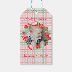 Strawberry 1st birthday party berry first gift tags